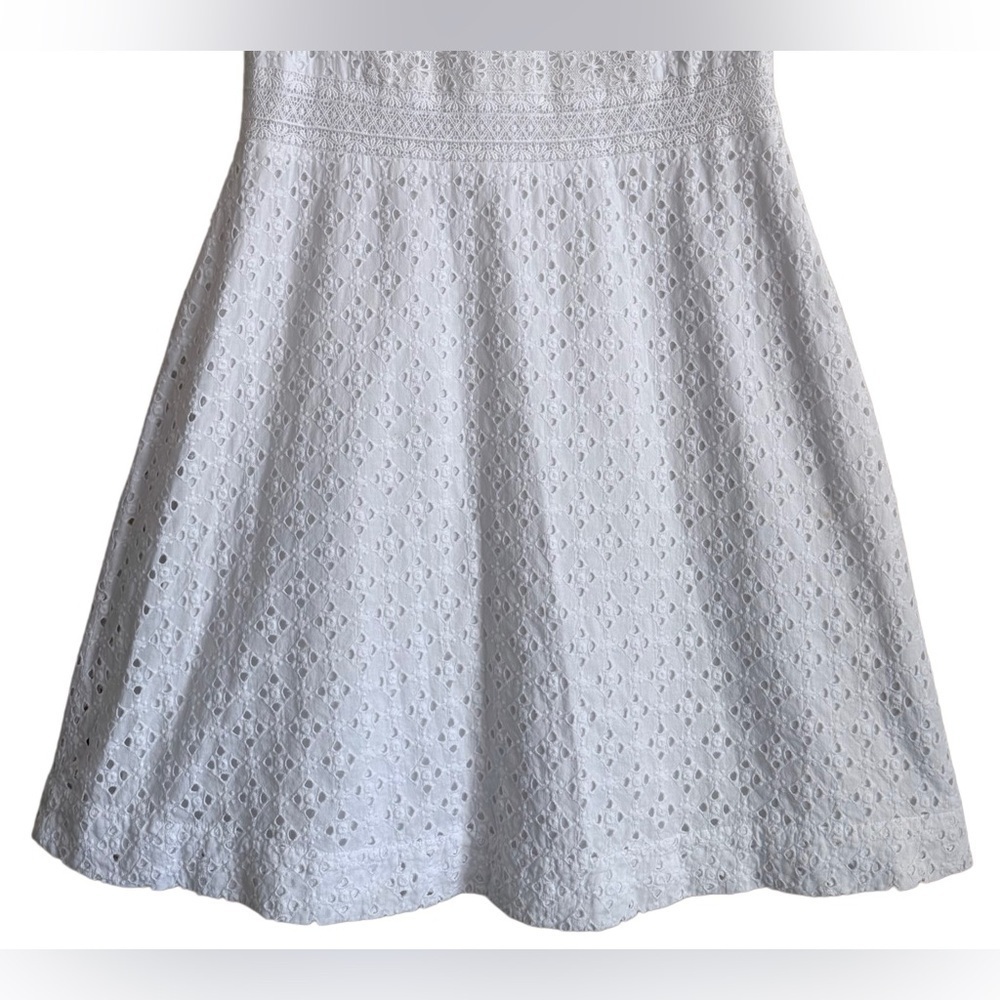 J. CREW COLLECTION Preppy Peasant Dropped Waist Embroidered Eyelet Midi Dress 6 - Picture 8 of 11